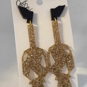 Boucles d'oreilles Dragon triangles / Doré Paillettes