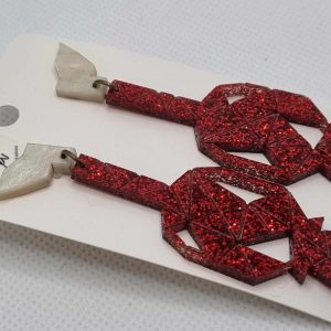 Boucle d'oreilles Dragon triangles / Rouge Paillettes