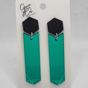 Boucles d'oreilles MAXI - Miroir vert / noir mat
