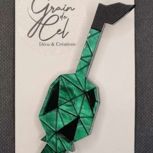 Broche Dragon triangles / Vert Marbré & Noir