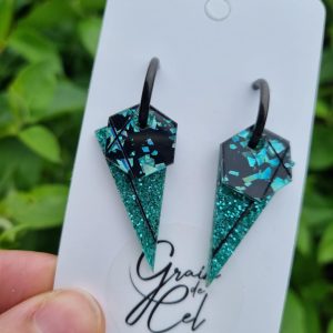 Créoles éphémères -  Paillettes turquoises / pépites turquoises