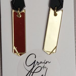 Boucles d'oreilles MIDI / Noir mat - miroir doré