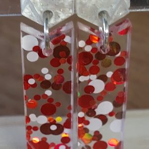Boucles d'oreilles MIDI / Blanc nacré pailleté - confettis