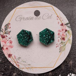 Boucles d'oreilles MINI - Paillettes vertes