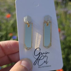 Boucles d'oreilles MIDI -  Miroir doré/ nacré