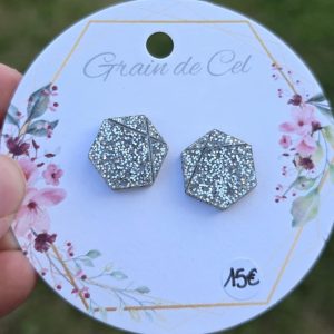 Boucles d'oreilles MINI - Paillettes argentées