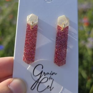 Boucles d'oreilles MIDI - Paillettes roses / nacré