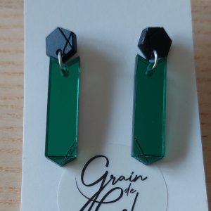 Boucles d'oreilles MIDI - Vert miroir / noir mat