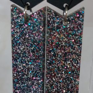 Boucles d'oreilles MAXI / Noir mat - paillettes multi