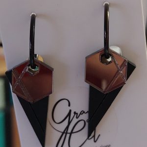 Créoles éphémères / Miroir chocolat - noir mat