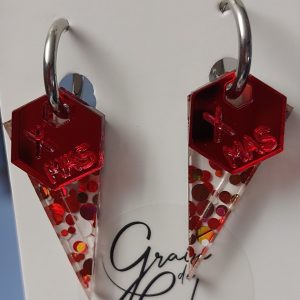 Créoles éphémères / X-mas rouge - confettis rouges