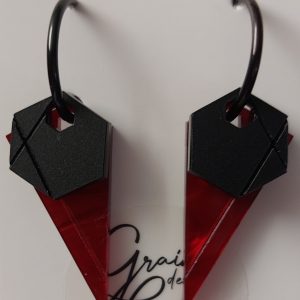 Créoles éphémères / Noir mat - miroir rouge