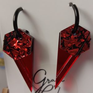 Créoles éphémères / Pépites rouges - miroir rouge
