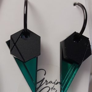 Créoles éphémères / Noir mat - vert miroir