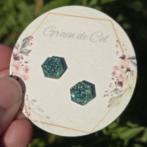 Boucles d'oreilles MICRO - Paillettes bleu-vert