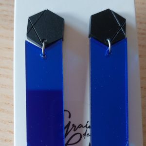 Boucles d'oreilles MAXI - Bleu miroir/noir mat