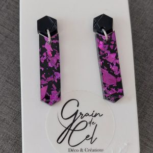 Boucles d'oreilles MIDI- Pépites mauves