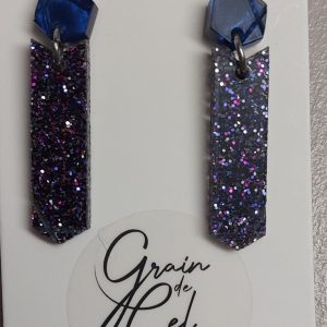 Boucles d'oreilles MIDI / Bleu nacré - paillettes