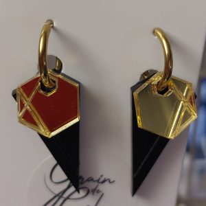 Créoles éphémères / Doré miroir - noir mat