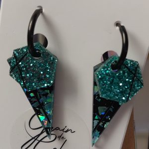Créoles éphémères / Paillettes vertes - pépites vertes