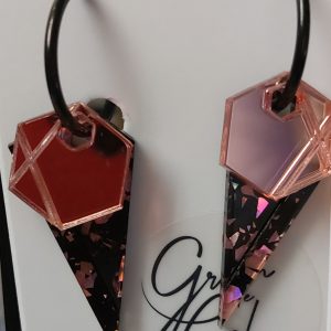 Créoles éphémères / Miroir rose - pépites roses