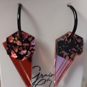 Créoles éphémères / Miroir rose - pépites roses
