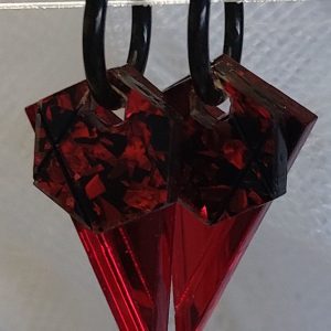 Créoles éphémères / Pépites rouges - miroir rouge