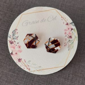 Boucles d'oreilles MINI - Marbrées noir blanc