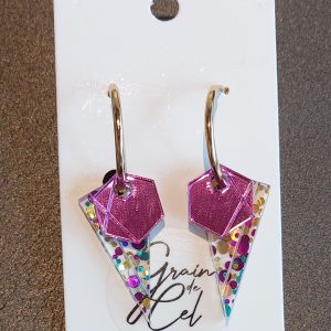Créoles éphémères /Miroir rose-Confettis