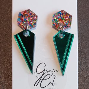 Boucles d'oreilles / Arlequin-Miroir vert