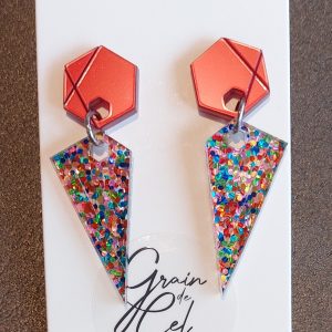 Boucles d'oreilles / Rouge mat-Arlequin