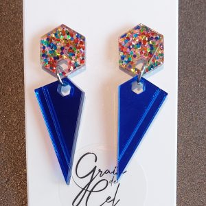 Boucles d'oreilles / Arlequin-Miroir bleu