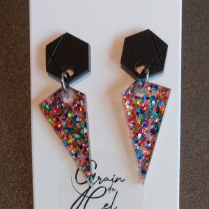 Boucles d'oreilles / Noir mat-Arlequin