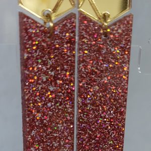 Boucles d'oreilles MAXI / Miroir doré - paillettes roses dorées