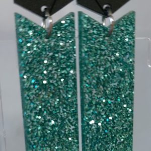 Boucles d'oreilles MAXI / Noir mat - paillettes vertes