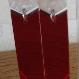 Boucles d'oreilles MAXI - Blanc nacré pailleté - miroir rouge