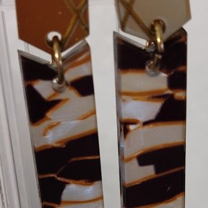 Boucles d'oreilles MAXI / Miroir doré - marbré noir et blanc