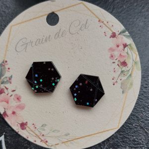Boucles d'oreilles MINI/ Noires pailletées