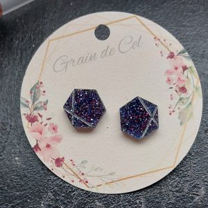 Boucles d'oreilles MINI - Paillettes bleues roses