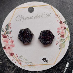 Boucles d'oreilles MINI/ Noir paillettes multicolores
