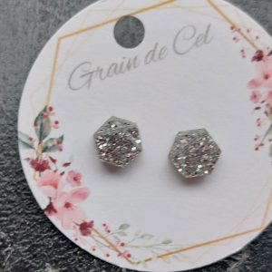 Boucles d'oreilles MICRO - paillettes argentées