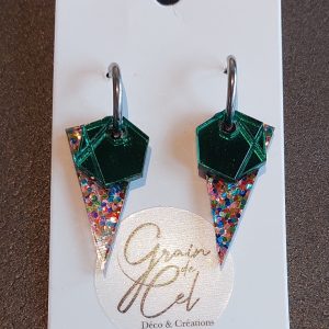 Créoles éphémères /Miroir vert-Arlequin