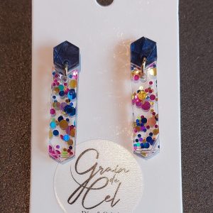 Boucles d'oreilles MIDI/ Bleu nacré-Confettis