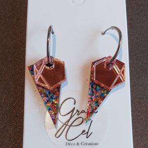 Créoles éphémères /Miroir rose-Arlequin
